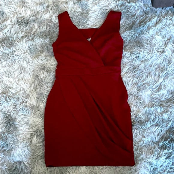 2 Cute Dresses Burgundy Overlapping Mini Dress With Padded Bra